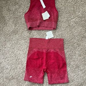 Fabletics ombre seamless sports bra and high waisted shirt matching set